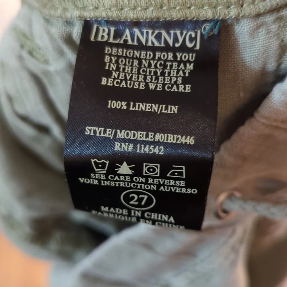 Green linen cargo utility joggers, oversized & lightweight, women's 27 BlankNYC - Picture 5 of 6